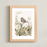 "Sparrow" - Art Print in Olive Green by Catilustre - Framed