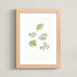 "Frog sketches" - Art Print in Pastel Green by Catilustre - Framed