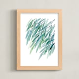"Turquoise Rustling Leaves No. 1" - Art Print in Turquoise Green by Priscilla Lee - Framed