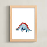 "Watercolor Dino Party Stegosaurus" - Art Print in Capri by Rachel Getz - Framed