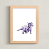 "Watercolor Dino Party Triceratops" - Art Print in Grape by Rachel Getz - Framed