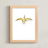 "Watercolor Dino Party Pterodactyl" - Art Print in Canary by Rachel Getz - Framed