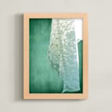 "Sunlit Lace" - Art Print in teal turqouise by Debra Pruskowski - Framed