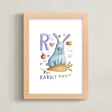 "R is for Rabbit" - Art Print in Rabbit blue by Anastasia Semanina - Framed