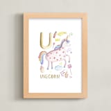 "U is for Unicorn" - Art Print in Unicorn pink by Anastasia Semanina - Framed