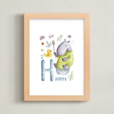 "H is for Hippo" - Art Print in Hippo violet by Anastasia Semanina - Framed