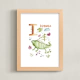 "I is for Iguana" - Art Print in Iguana green by Anastasia Semanina - Framed