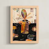 "Flaming Banksia" - Art Print in Golden Mustard by Lee-Anne Schmidt - Framed
