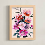 "Rose garden in June" - Art Print in rose pink by Tae Lee - Framed