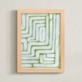 "Exclusive Lines and Stripes" - Art Print in Green Gold by Lauren Rutley - Framed