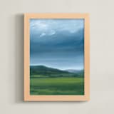 "Through the Hills" - Art Print in Mist Blue by Jen Tips - Framed