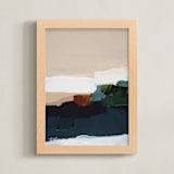 "Abstract Beach Bonfire" - Art Print in dark navy blue by Caryn Owen - Framed