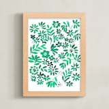 "garden party time" - Art Print in emerald green by Tae Lee - Framed