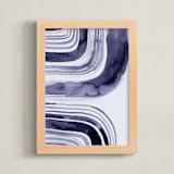 "ABSTRACT STRIPES path" - Art Print in navy purple by Tae Lee - Framed
