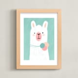 "Little Llama" - Art Print in Teal by iamtanya - Framed