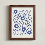 "Bloom 1" - Art Print in Denim by Kelly Watkins - Framed