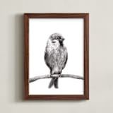 "Little Sparrow" - Art Print in Charcoal by Elly - Framed