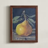 "Pear Still Life" - Art Print in Charcoal by Rachel Roe - Framed