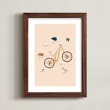 "Cycling Adventure Gear" - Art Print in Blush Pink by Coit Creative - Framed