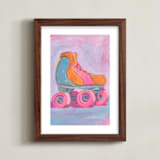 "Roller Skater Joy" - Art Print in Bubblegum Pink by Lucrecia Caporale - Framed