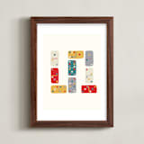 "Dominoes" - Art Print in White by Carolyn Kach - Framed