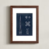 "Rocket Diagram" - Art Print in Navy by Robert and Stella - Framed