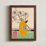 "Paper Still Life with Cup" - Art Print in Sand by Lee-Anne Schmidt - Framed