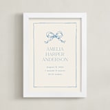 "Baby's Bow: Custom Print" - Custom Print in Dusty Blue by Cass Loh - Framed
