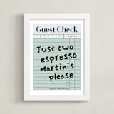 "Guest Check: Custom Print" - Custom Print in Teal by Jennifer Lew - Framed