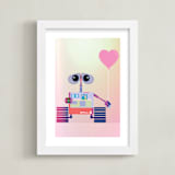 "Wall-e in technicolor" - Art Print in Pink by Maja Cunningham - Framed