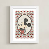 "Disney's Mickey Antique Wallpaper" - Art Print in Red by Heather Schertzer - Framed