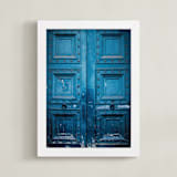 "Behind Door Number 1" - Art Print in Ocean Blue by 1885 Atelier - Framed