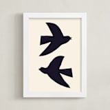 "Birds" - Art Print in Navy by Alexandra Dzh - Framed