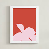 "Flower I" - Art Print in Coral by letterfix - Framed
