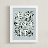 "Go For It" - Art Print in Sky Blue by Gwen Bedat - Framed