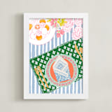 "Dinner For One" - Art Print in Powder Blue by Mariana Suárez Pierre - Framed