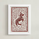 "Lamb Linocut" - Art Print in Rust by Ash Weaver - Framed