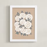"Kraft Florals" - Art Print in Kraft by Katharine Watson - Framed