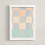 "delicate wash check" - Art Print in Peach by Baumbirdy - Framed