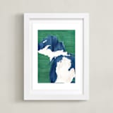"Michigan in Paint" - Art Print in Michigan Blue by Denise Wong - Framed