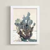 "Blue Cactus" - Art Print in Desert Blue by Wilder California - Framed