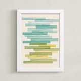 "Stacked Horizon" - Art Print in Horzion Blue by Jennifer Morehead - Framed