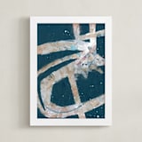 "Black Axis" - Art Print in Deep Blue by Misty Hughes - Framed