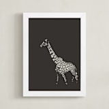"fading giraffe" - Art Print in Charcoal by Erin Niehenke - Framed
