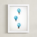 "Three Ideas" - Art Print in Flash Bulb Blue by Gabrial Reising - Framed