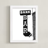 "Bank Bar" - Art Print in Shades of Grey by Calais A Le Coq - Framed