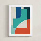 "Red Sun" - Art Print in Turquoise by Jennifer Morehead - Framed