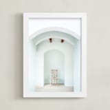 "Seated in Greece" - Art Print in Hint of Blue by Kaitie Bryant - Framed
