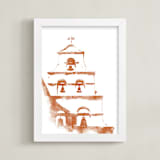 "San Diego Mission" - Art Print in Terracotta by Paul Berthelot - Framed
