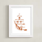 "San Diego Mission" - Art Print in Terracotta by Paul Berthelot - Framed